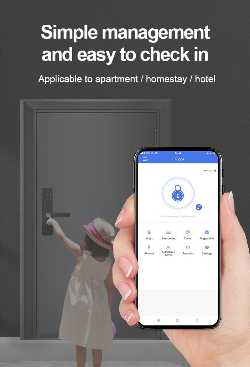 Smart Door Lock Wooden-pvc Door TTLock-black - S07