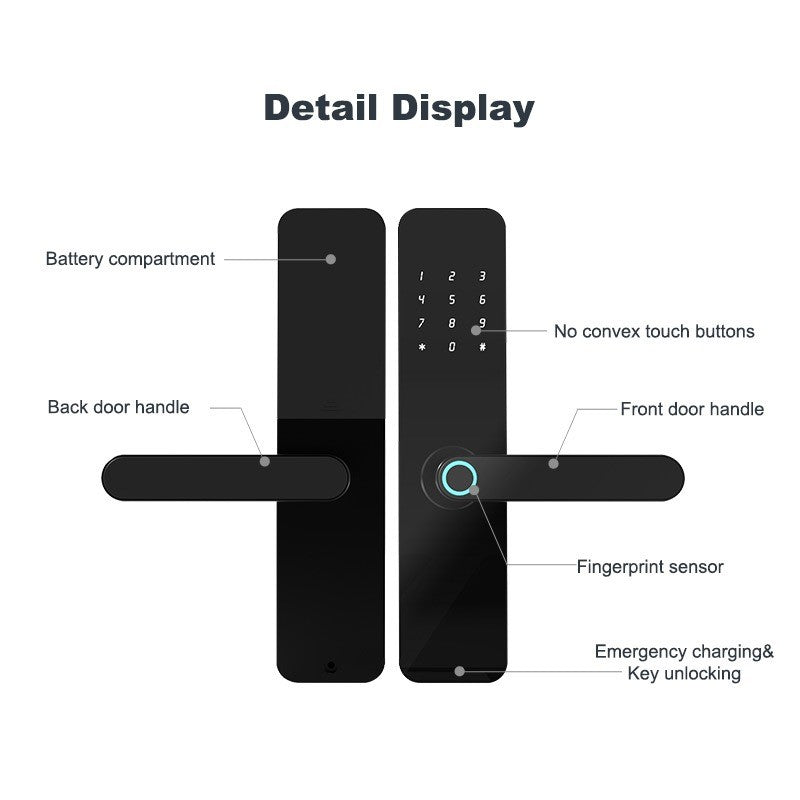 Smart Door Lock Wooden-pvc Door TTLock-black - S07