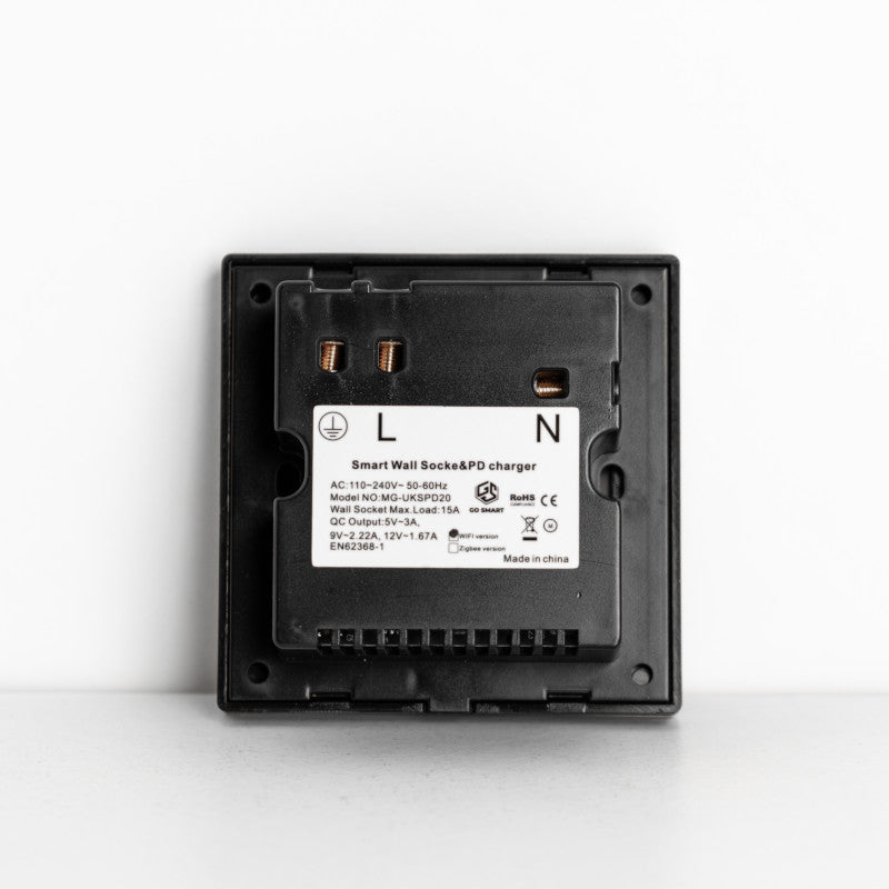 Smart Single Wall-Mount Socket With USB WI-Fi - Black