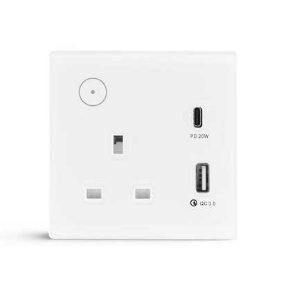 Smart Single Wall-Mount Socket With USB WI-Fi - White