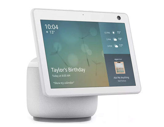 Echo Show 10 (3rd Gen) | HD smart display with motion and Alexa | Glacier White