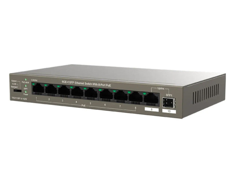 F1109P-8-102W 9-Port Fast Unmanaged Switch With 8-Port PoE